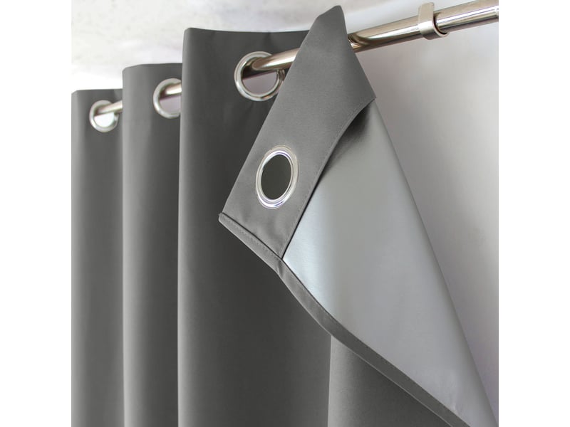  Rideaux occultant thermique, gris clair, 140x240 cm, lot de 2, avec œillets, collection oxford, cmadeco - gris LOT2-H2055GRCR135240 - Conforama E