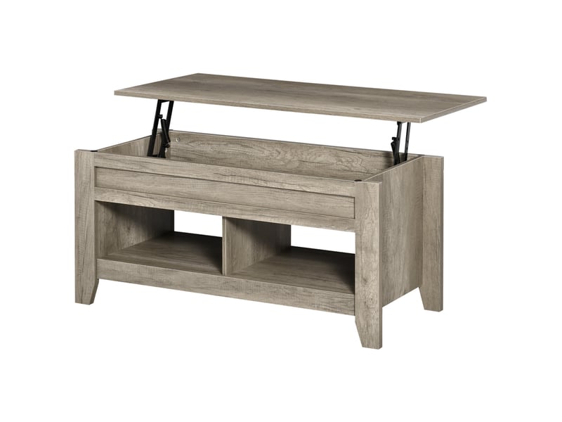  Table basse à plateau relevable 2 niches coloris chêne clair 105 x 50 x 49-62,5 cm  - Conforama B