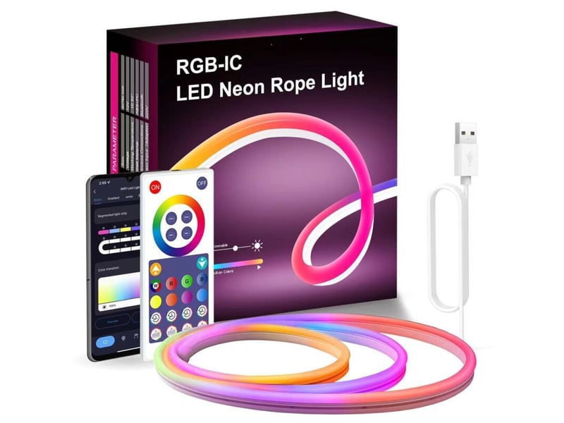 Bande lumineuse néon 3 m, led flexible à intensité variable 220 v avec contrôle par application, télécomm - Conforama E