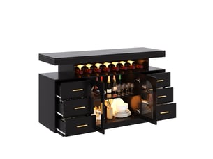 Buffet 2 porte(s)  6 tiroir(s) STILVORA  - 140 cm coloris noir 