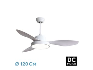Ventilateur de plafond fabrilamp hayate dc blanc 3 pales 120 cm 6 vitesses led 48 w télécommande
