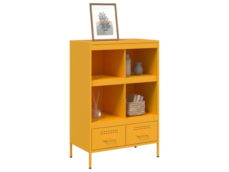  Buffet haut - bahut - meuble de rangement jaune moutarde 68x39x101,5 cm acier  - Conforama D