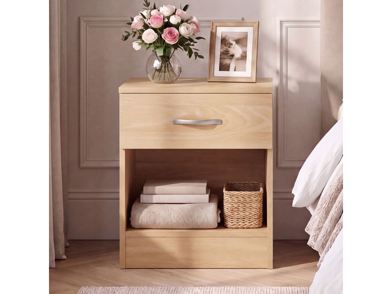  Table de chevet riano, commode de nuit, chambre, rangement, 47x40x36cm, 1 tiroir, pin 333459 - Conforama C