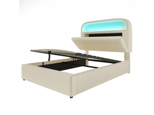 Lit coffre 90x200 cm <strong></strong>  <strong></strong> coloris beige