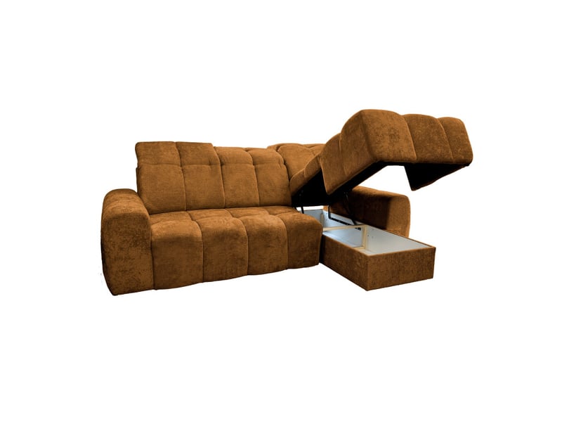 Canapé d'angle droit relax krabi avec coffre tissu kiara brun doré KRABI-M-KIA858-R - Conforama D