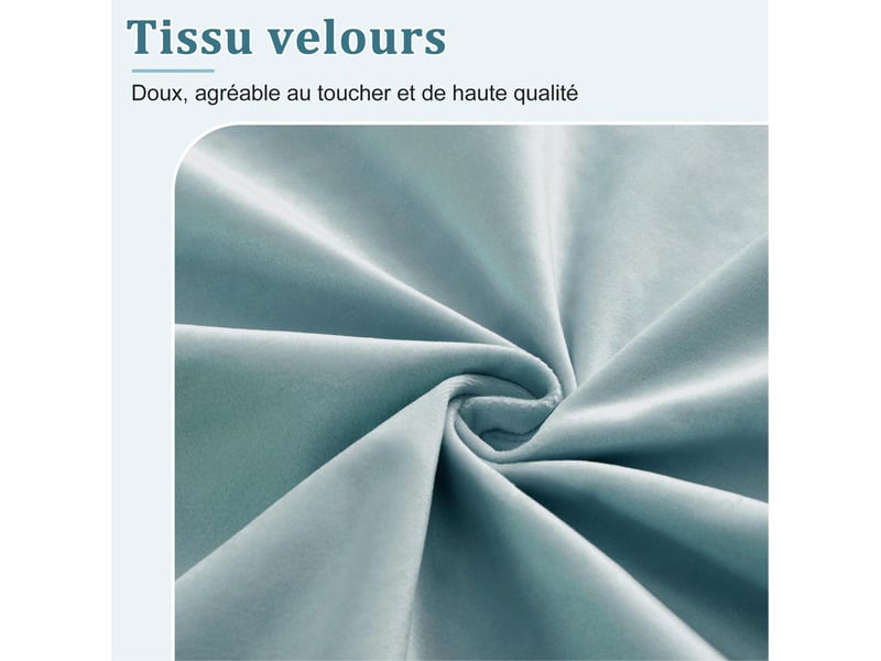  Lit enfant 90x200 cm, 213x100x64 cm, tête rembourrée, barrières, sommier à lattes, velours bleu, sans matelas  - Conforama E
