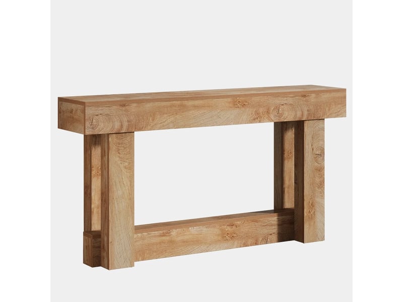  Table console à 2 niveaux en panneau de particules marron 160x30x85 cm  - Conforama A