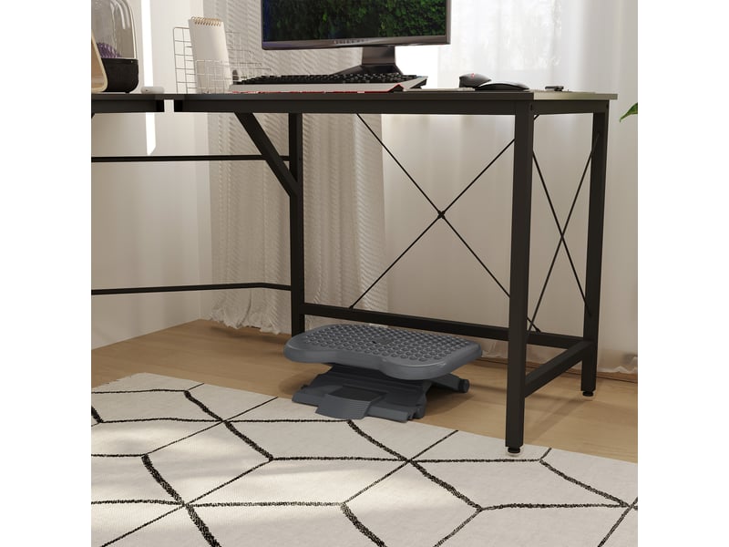  Repose-pieds repose-pieds relax pour bureau, réglable en hauteur, plastique, gris foncé, 46x35cm 922-002 - Conforama C