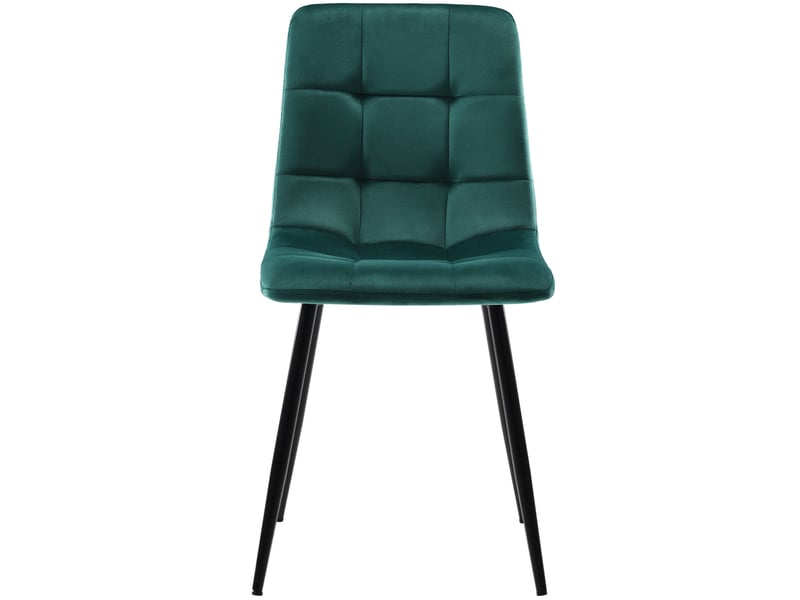  Ensemble de 4 chaises de salle à manger en velours, chaises de cuisine rembourrées avec dossier et pieds en métal, chaise rembourrée moderne, chaise confortable pour salon, salle à manger et cuisine (vert)  - Conforama A