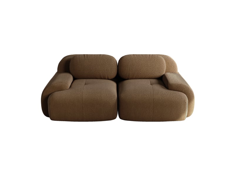  Canapé modulable, canapé 2 places, en velours tricoté, marron, base antidérapante, forme incurvée, sans structure  - Conforama D