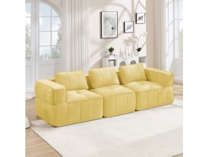 Canapé modulable 3 places271x93x67cm, sans cadre, sans montage, utilisation, assise profonde, design, polyester, jaune
