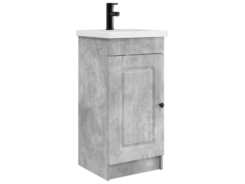 Meuble salle de bain avec évier, meuble de rangement gris béton 42x40x84.5 cm shl7320 - Conforama A
