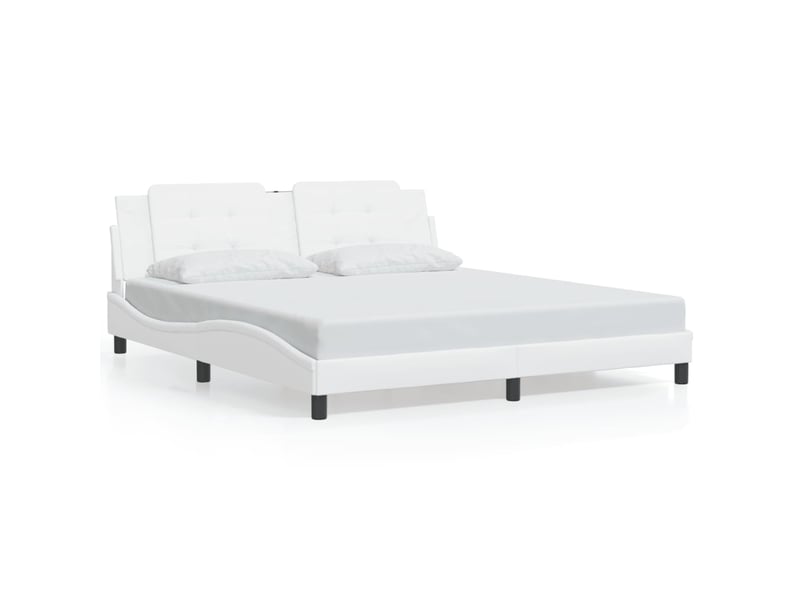  Lit double- lit adulte -  cadre de lit avec led sans matelas zadar blanc 180x200 cm  - Conforama D