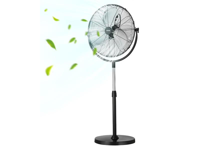  Ventilateur sur pied industriel, 425 mm, ventilateur de sol, hauteur reglable de 1150 a 1470 mm, 3 vitesses reglables, debit deair 4200 cfm, pour chambre a coucher, salon, maison, bureau, noir  - Conforama A