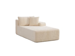 Canapé modulable en chenille ivoire, méridienne généreuse avec mousse haute résilience 30d pour salon et espace détente
