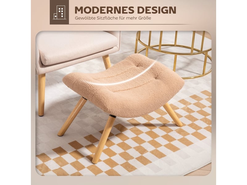  Repose-pieds moderne recouvert d'ouatine avec pieds en bois rembourré salon chambre couloir marron 838-482V00LR - Conforama D
