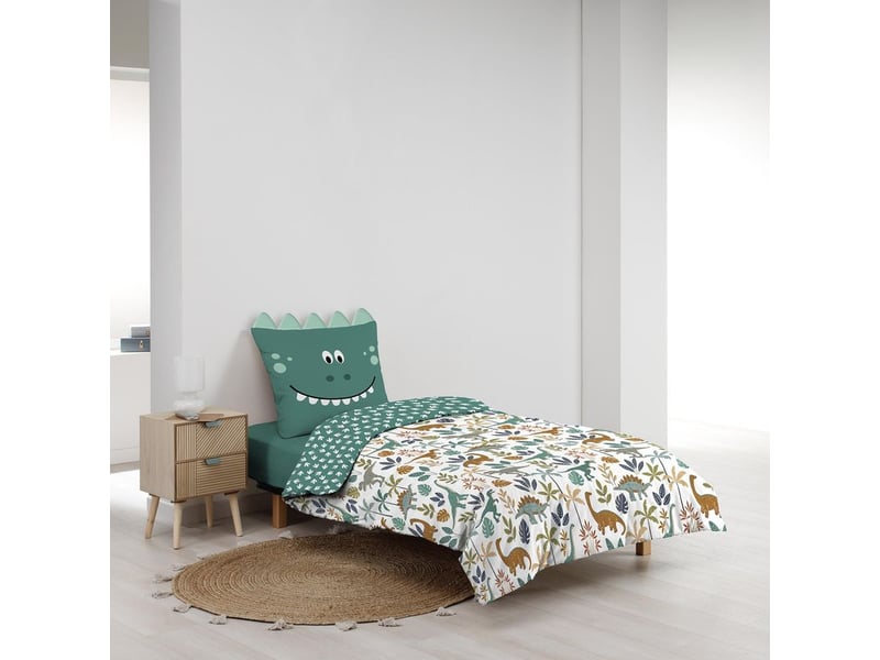  Pack housse de couette enfant réversible dina 140x200 cm + drap housse 90x190 cm blanc  - Conforama D