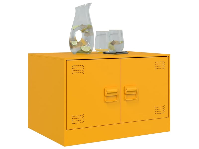  Table basse rectangulaire | table de salon jaune moutarde 67x50x44 cm acier  - Conforama D