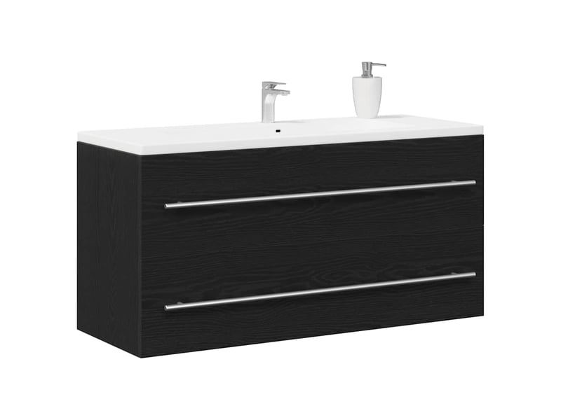  Meuble sous-vasque salle de bain en chêne noir 100x38.5x48cm bois d'ingénierie  - Conforama D