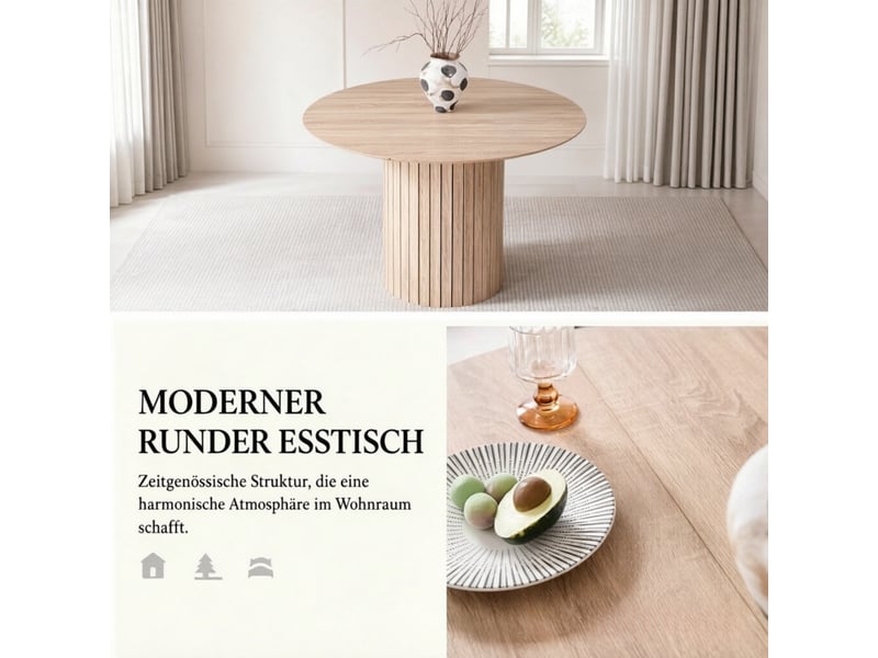  Table à manger ronde minimaliste, table fonctionnelle, design épuré  - Conforama E
