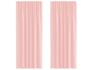 Lot de 2 rideaux en voile, voilages avec passe-tringles rose cf44479