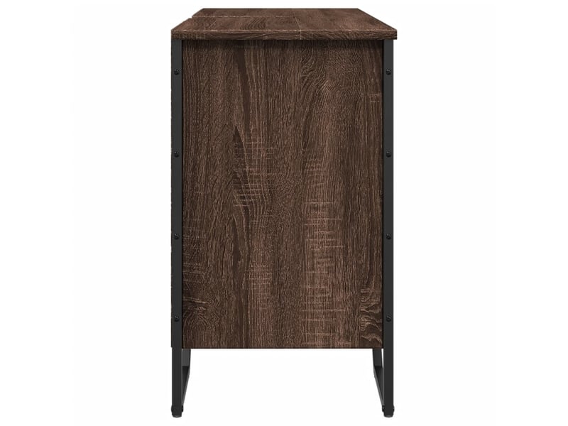  Armoire lavabo salle de bain, meuble de rangement chêne marron 91x35x60 cm  - Conforama E