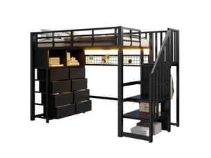 Lit mezzanine 90x200 cm <strong>REDOM</strong>  <strong></strong> coloris noir