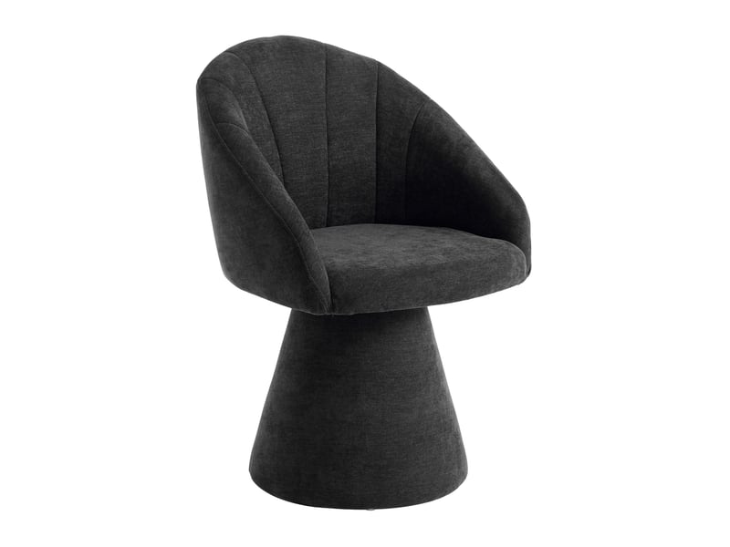  Fauteuil 56x57x80 cm, pivotant 360°, dossier ergonomique, base stable, chaise salle à manger, bois et chenille, gris  - Conforama A