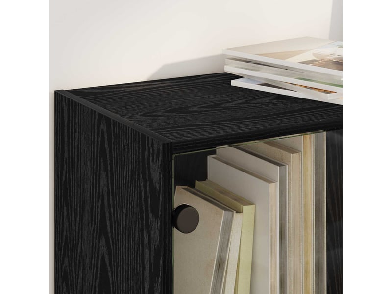  Buffet - haut armoire chêne noir 68 x 37 x 142 cm bois d'ingénierie  - Conforama D