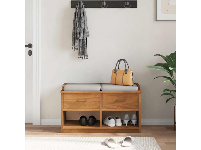  Banc de couloir, banc de rangement sandnes 87x40x50 cm bois de pin massif shl25037  - Conforama C