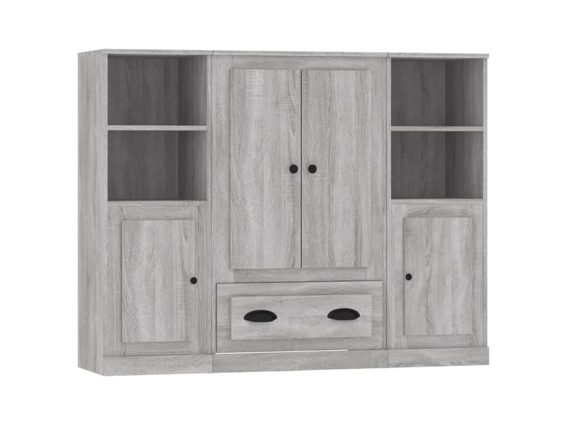  Buffets 3 pcs - bahut - meuble de rangement sonoma gris bois d'ingénierie  - Conforama A