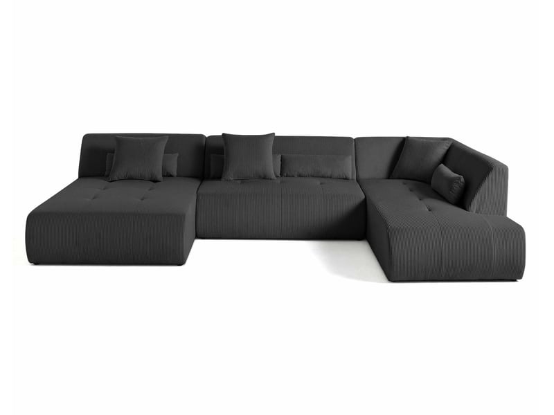  Onyx - canapé panoramique modulable d'angle droit 7 places - en velours côtelé - lisa design - gris foncé ONYX - Conforama A