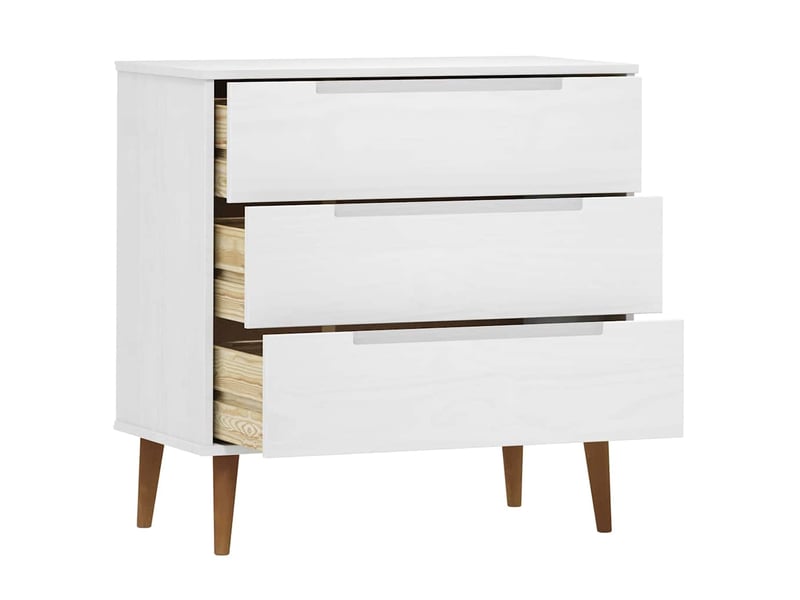  Commode chambre adulte, armoire à tiroirs molde blanc 80x40x80 cm bois de pin massif  - Conforama E