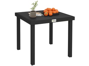 Table de jardintable à manger effet bois, 78 x 78 cm, noire