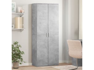 Buffet haut - bahut - meuble de rangement gris béton 70x35x180 cm bois d'ingénierie