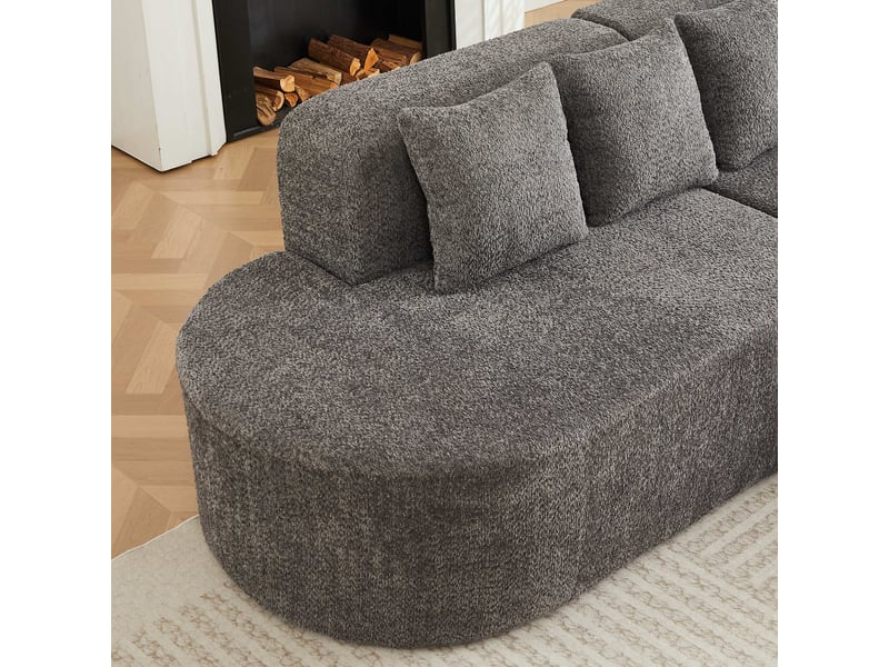  Canapé d’angle droit 3 places en chenille gris anthracite, 222 x 157 x 73 cm Fay Lum - Conforama R