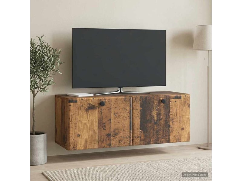  Meuble tv - banc tv - meuble de rangement mural 78,5 x 31 x 30 cm bois ancien bois d'ingénierie  - Conforama B