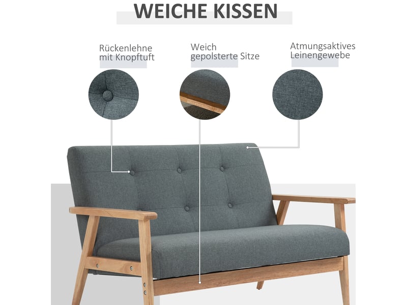  Canapé 2 places 115x66,5x73 cm compact gris foncé  - Conforama E