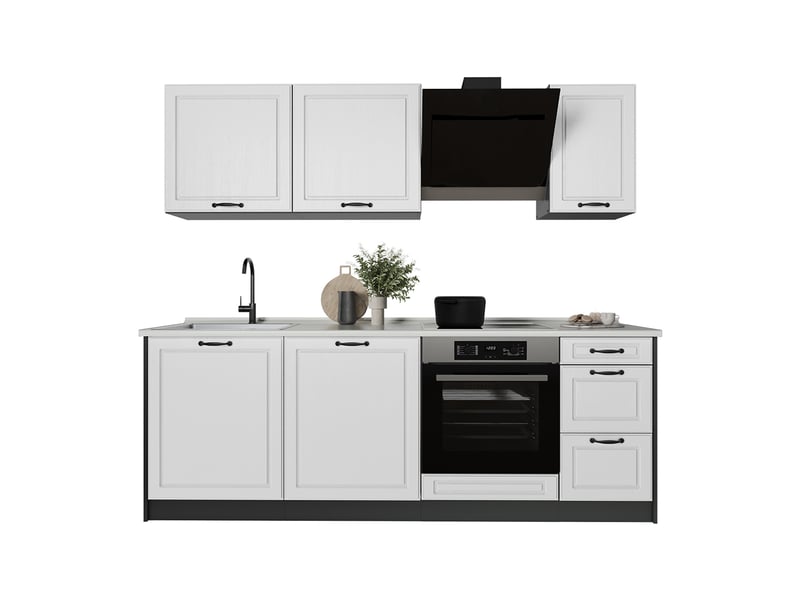 Vicco cuisine, blanc campagneanthracite, 220cm sans plan de travail - Conforama E