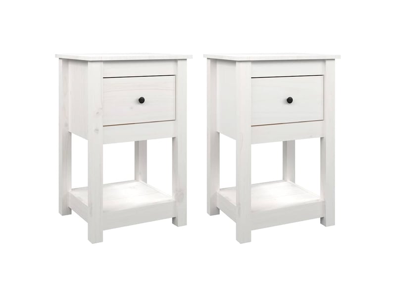  Lot de 2 tables de chevet - cabinet de chevet - table de nuit blanc 40x35x61,5 cm bois de pin massif  - Conforama A
