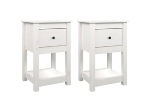 Lot de 2 tables de chevet - cabinet de chevet - table de nuit blanc 40x35x61,5 cm bois de pin massif