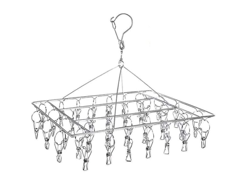  Cintre suspendu 36 pinces inox coupe-vent, séchage chaussettes, sous-vêtements et serviettes  - Conforama A