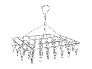 Cintre suspendu 36 pinces inox coupe-vent, séchage chaussettes, sous-vêtements et serviettes