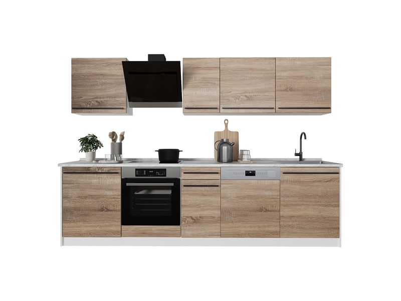  Vicco cuisine, sonomablanc, 280cm plan de travail chêne doré  - Conforama E