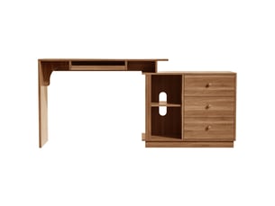 Bureau informatique extensible 110x40x75,5 cm, plateau coulissant, tiroir clavier, 3 tiroirs, meuble bureau, mdf, noyer
