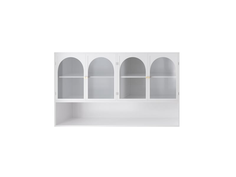  Armoire murale 4 portes verre gris et métal blanc 120 x 23 x 70 cm W2552P481271 - Conforama A