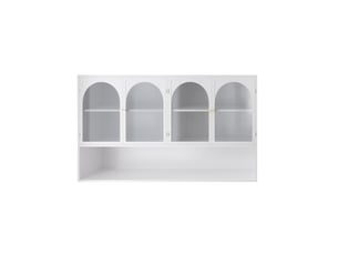Armoire murale 4 portes verre gris et métal blanc 120 x 23 x 70 cm