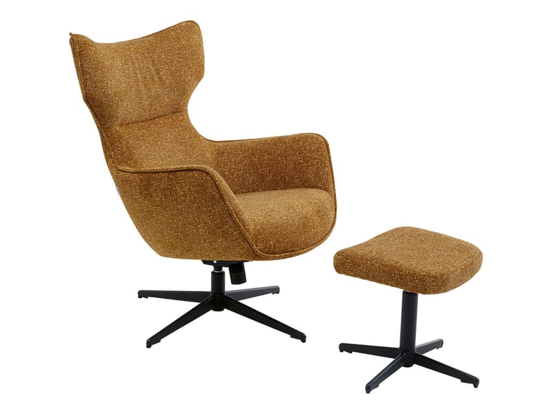  fauteuil pivotant et repose-pieds jules marron kare design  - Conforama A