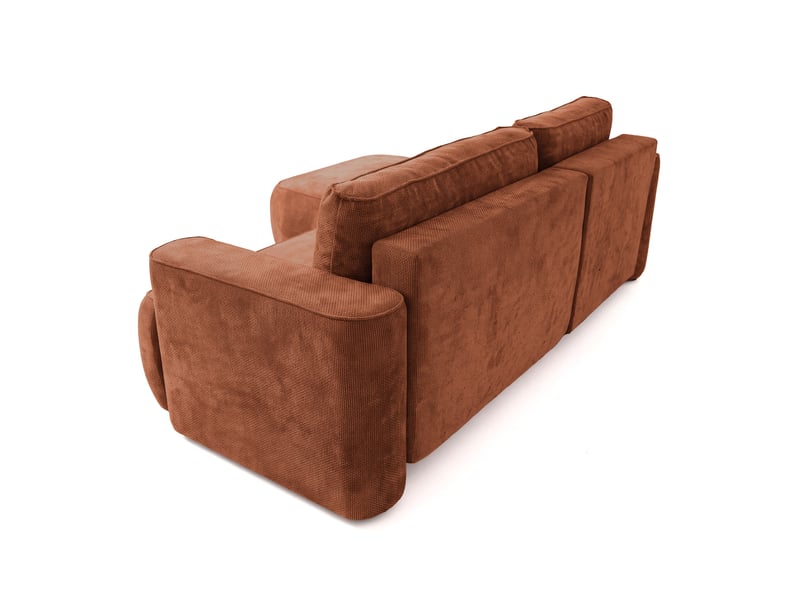 Canapé d'angle moon mini avec fonction couchage, tissu flow, gauche, brique (09) - Conforama D