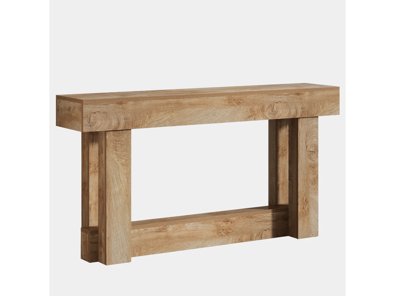  Table console 160x30x85 cm marron chêne clair avec étagère basse  - Conforama A